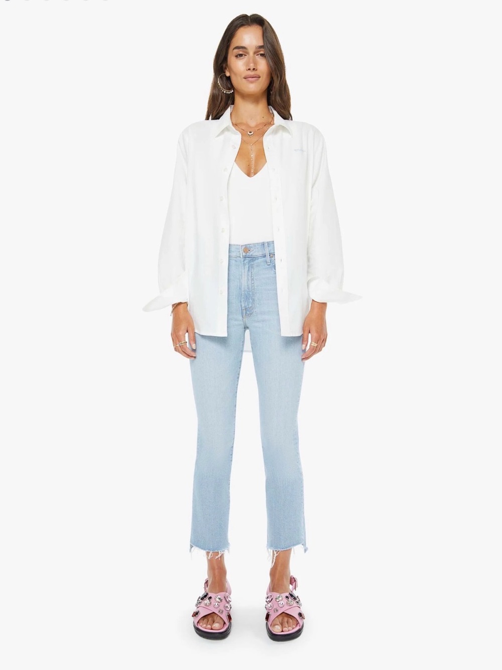 MOTHER Light Blue Cropped Straight Jeans
